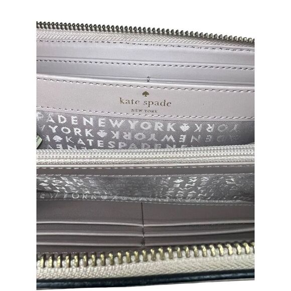 Kate Spade New York Chester Street Neda Wallet Beige Black Clutch Leather Tassel - Picture 5 of 7